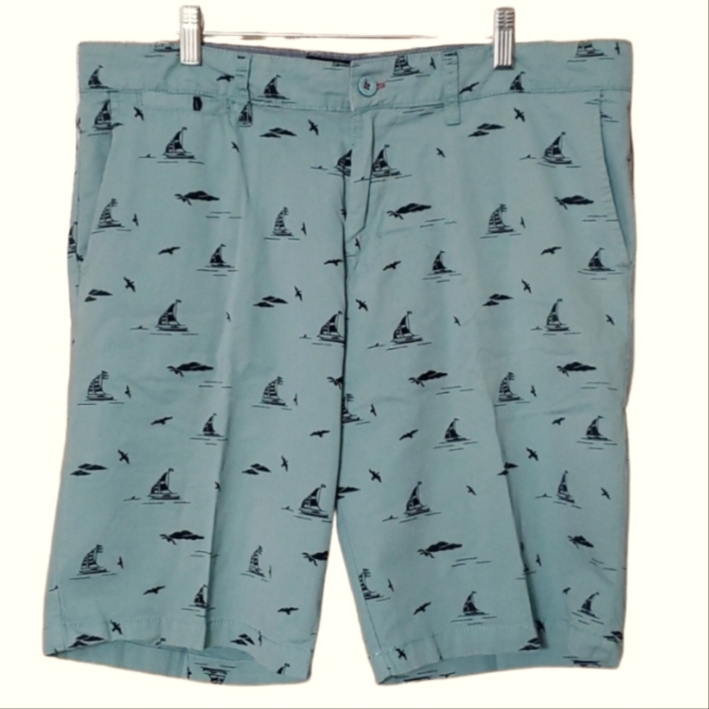 Beverly Hills Polo Club Mens Nautical Sailboat‎ Shorts in Aqua Size 36